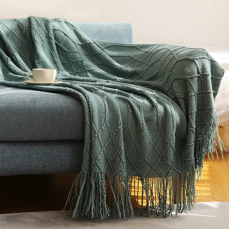 Cable Knit Throw Blanket, Lightweight Farmhouse Throw