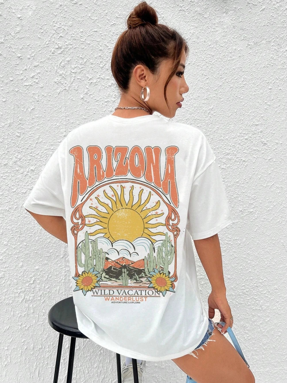 Arizona Scenery Printed Womens T-Shirt Harajuku Personality Tshirt Fashion Casual Clothing Breathable Summer T Shirts Women