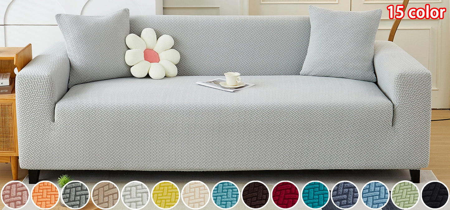 1pc Jacquard Sofa Slipcover Twill Pattern Elastic Sofa Covers Furniture Protector for Bedroom Office Living Room Home Decor