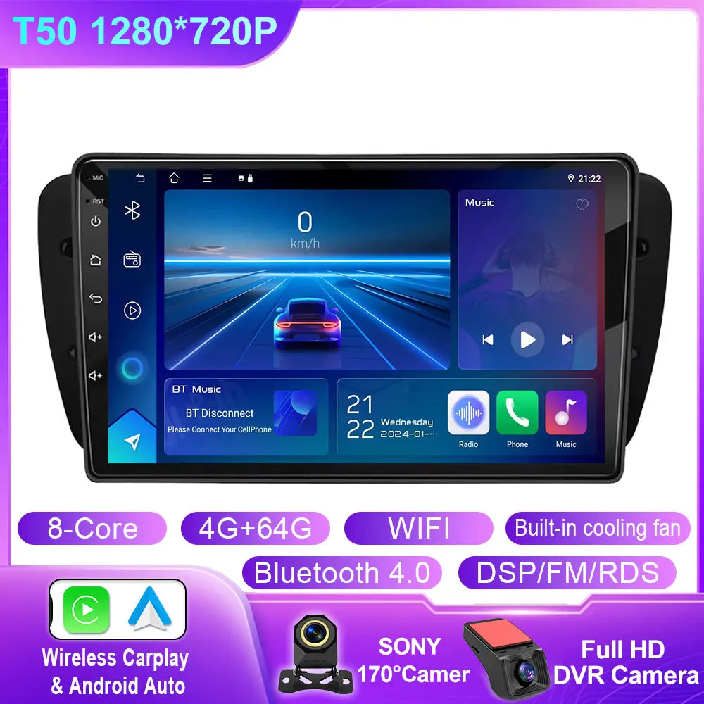 Car Radio For Seat Ibiza MK4 6J 2008-2015 Android Auto CarPlay GPS Navigation Multimedia Bluetooth 4G WIFI Car Head Unit No 2Din
