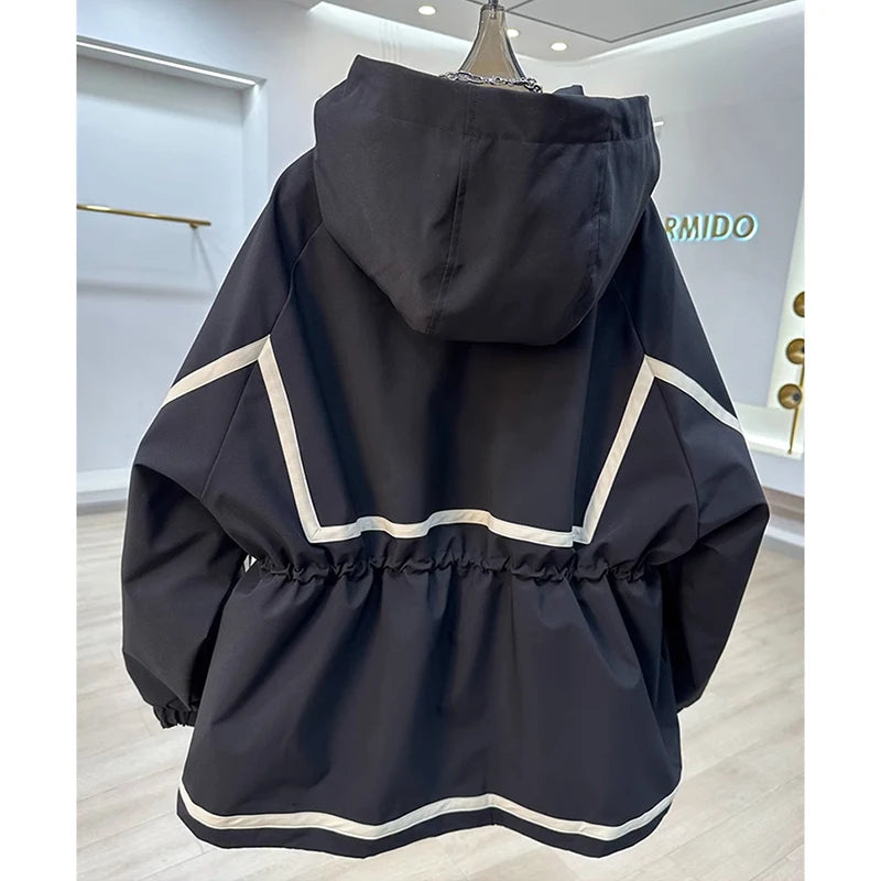 European Goods High-end Ribbon Stitching Contrast Jacket Women's 2025 New Spring and Autumn Leisure Loose Slim Short Trench Coat