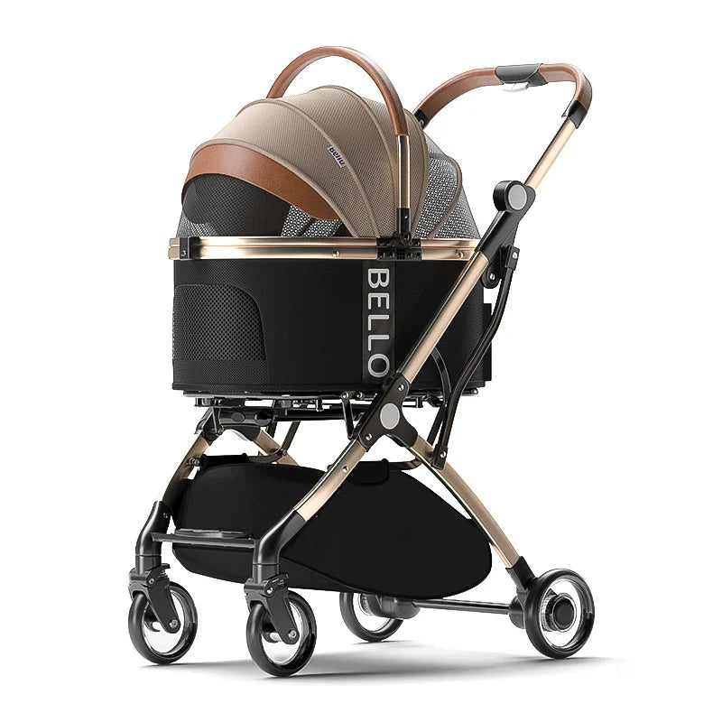 Foldable Pet Trolley Stroller - Large Breed Travel Carrier