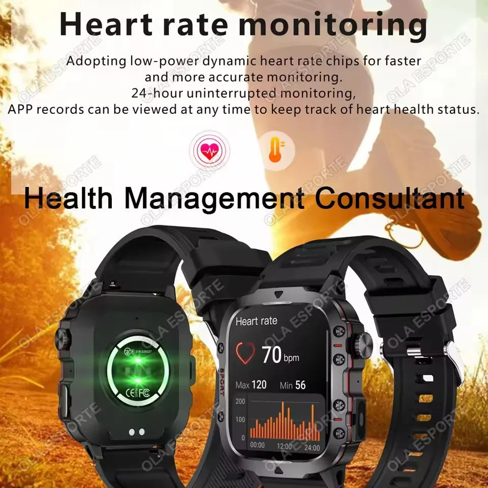 Military-Style Smart Watch — IP67, GPS, Outdoor Fitness Tracker