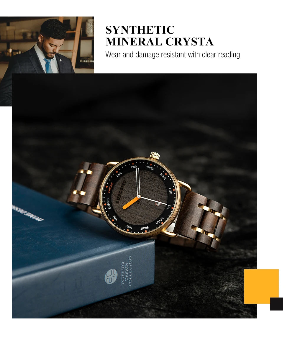 Man's Watches BOBO BIRD Wooden Quartz Watch Casual Wristwatch for Men Unique Gift Drop Shipping