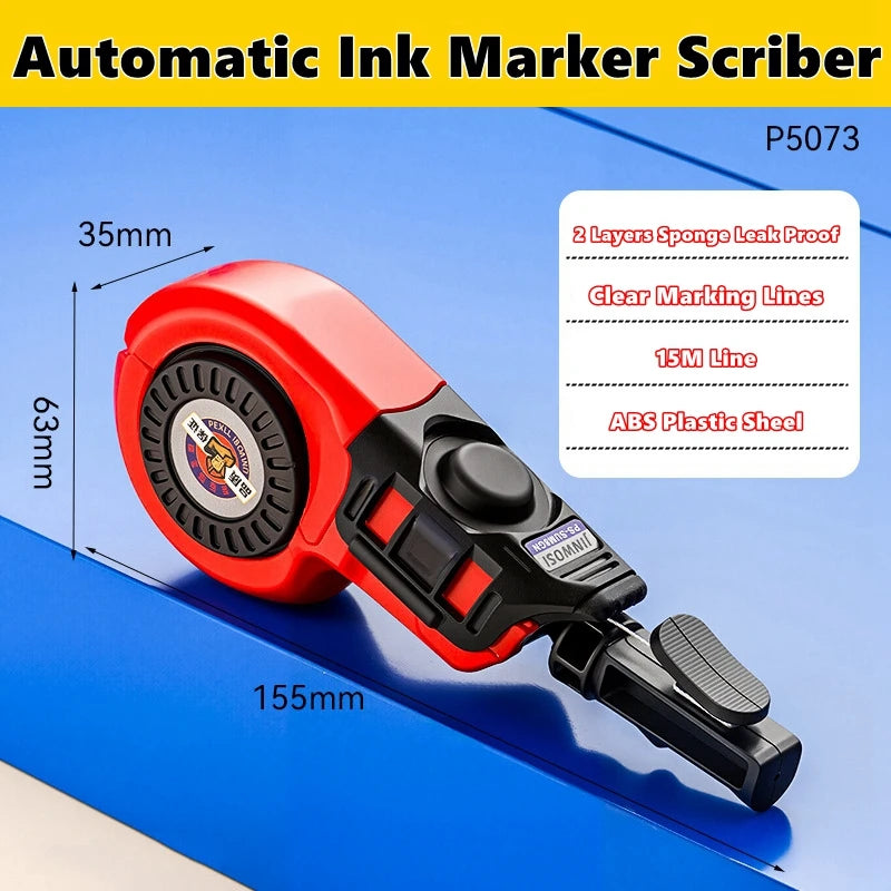 Woodworking Tool Carpenter Manual Ink Marker Scriber With 50M Chalk Lines Professional Wood Working Scriber Drawing Line Marker