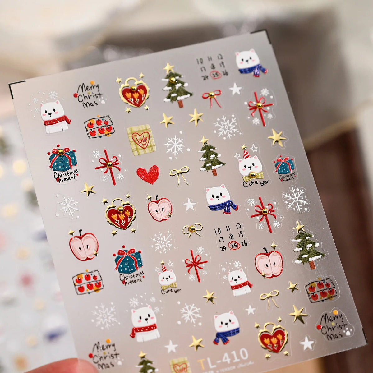 5D Embossed Mini Snowman Snow Nail Decorations Stickers Self Adhesive Nail Stickers Winter Christmas Nail Art Accessories Decals