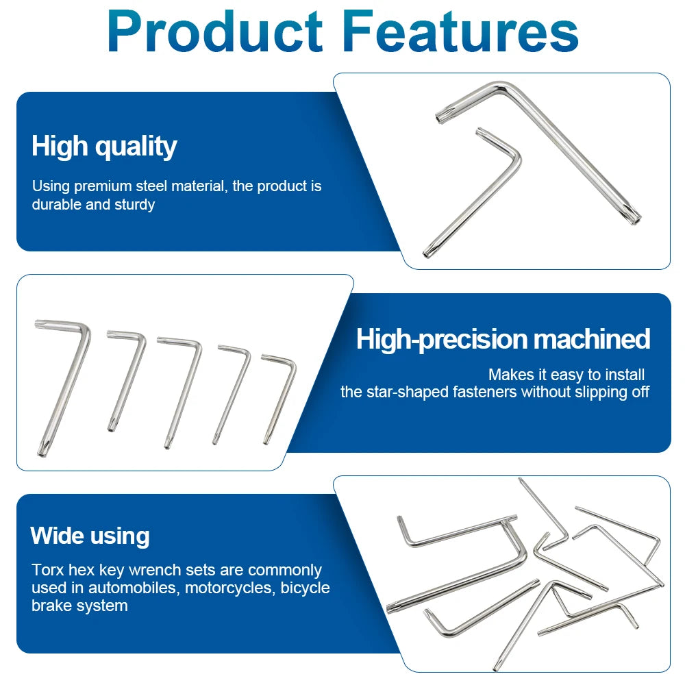 Hand Tool Torx Key Wrench L Type Star Wrench Nickel Plated T6 T7 T8 T10 T15 T20 T25 T30 Tamper Proof Security Torx Wrenches