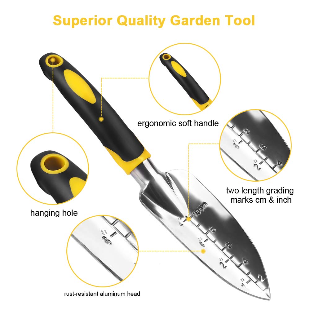 MMAlto 5-Piece Garden Tool Set – Hand Trowel, Cultivator, Weeder, Transplanter & Weeding Fork | Ergonomic Aluminum Handle