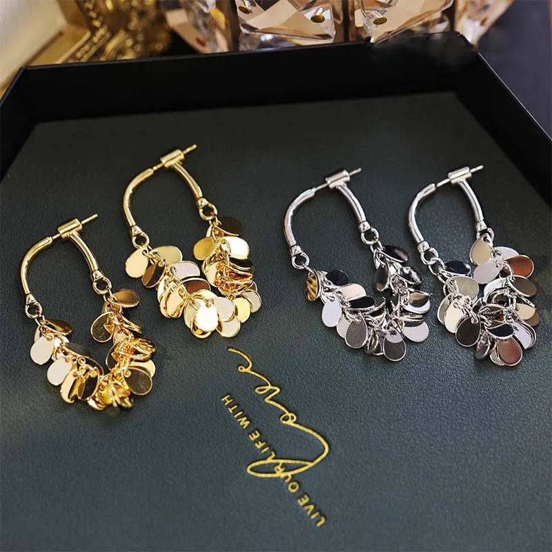 Long Tassel Drop Earrings — Metal Statement Jewellery for Women
