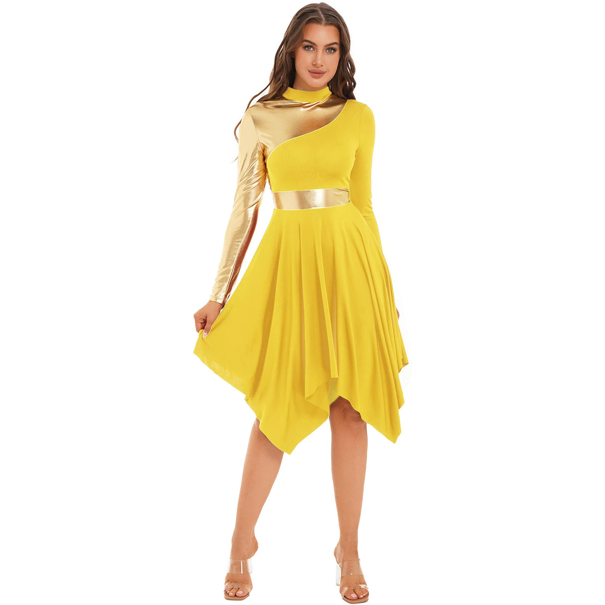 Women's long-sleeve lyrical ballet leotard dress