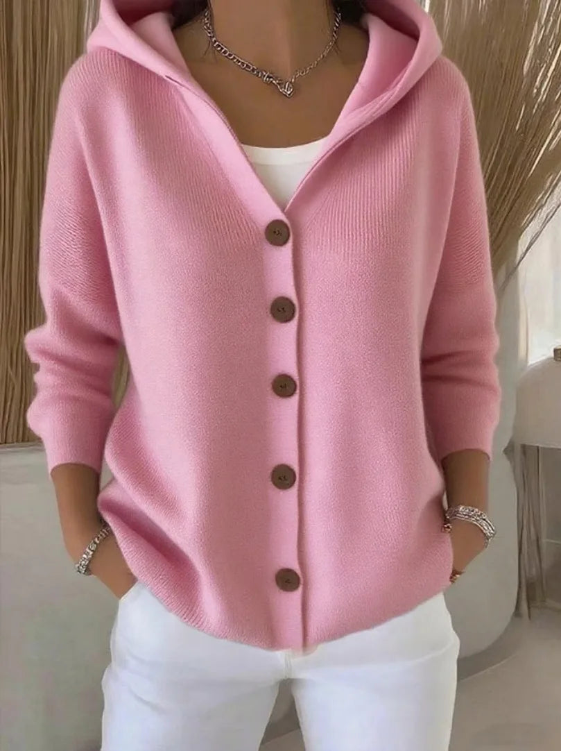 Women's Hooded Knit Cardigan - Casual Open Front V-Neck Sweater - photo 6
