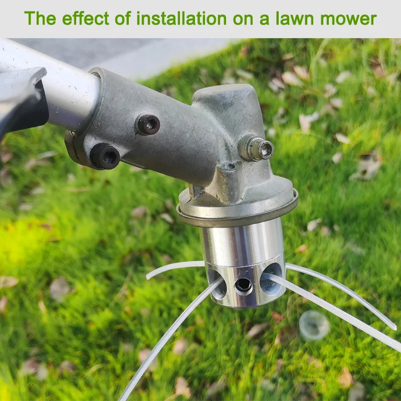 1Pc Aluminum Alloy Cylindrical Trimmer Head, Installation Hole 1Inch/2.54Cm, Side Fixed Lawn Rope Easy to Install, 3 Accessories and 4 Steel Wire Lawn Ropes, Strong and Durable, Not Afraid of Stones, Suitable for Gardening, G