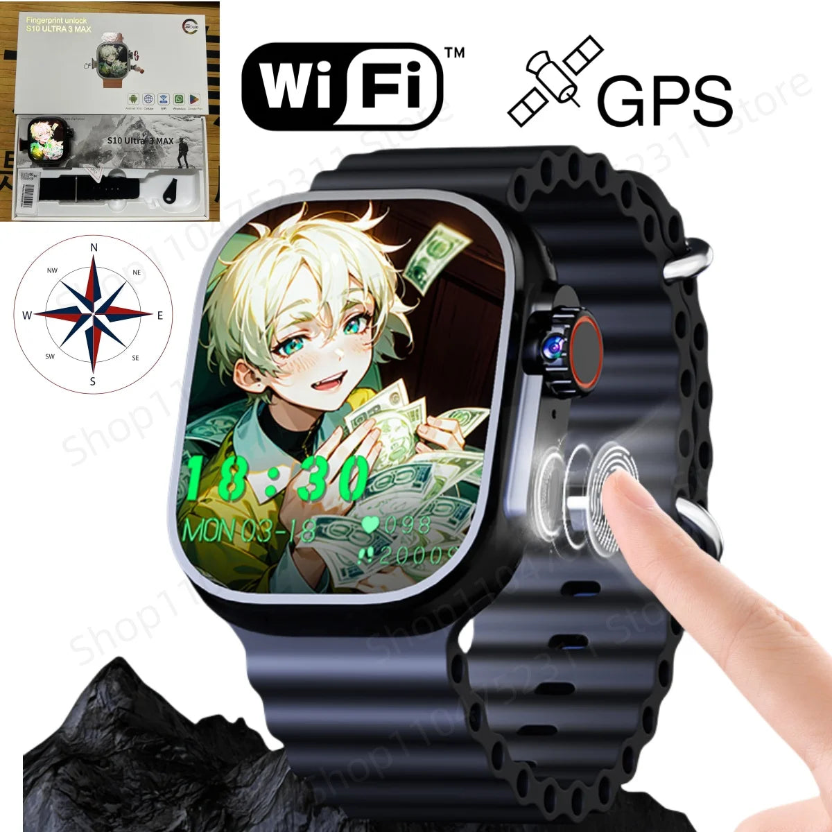 S10 Ultra 3 MAX Smartwatch — 4G/5G LTE, Rotating Camera, GPS & NFC