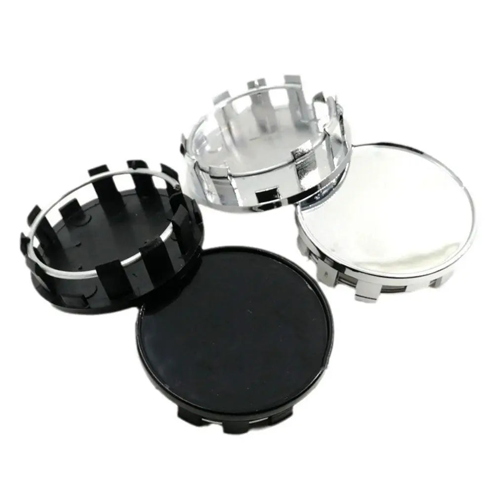 4Pcs 54MM Wheel Center Caps - ABS Rim Hub Caps - Black/Silver