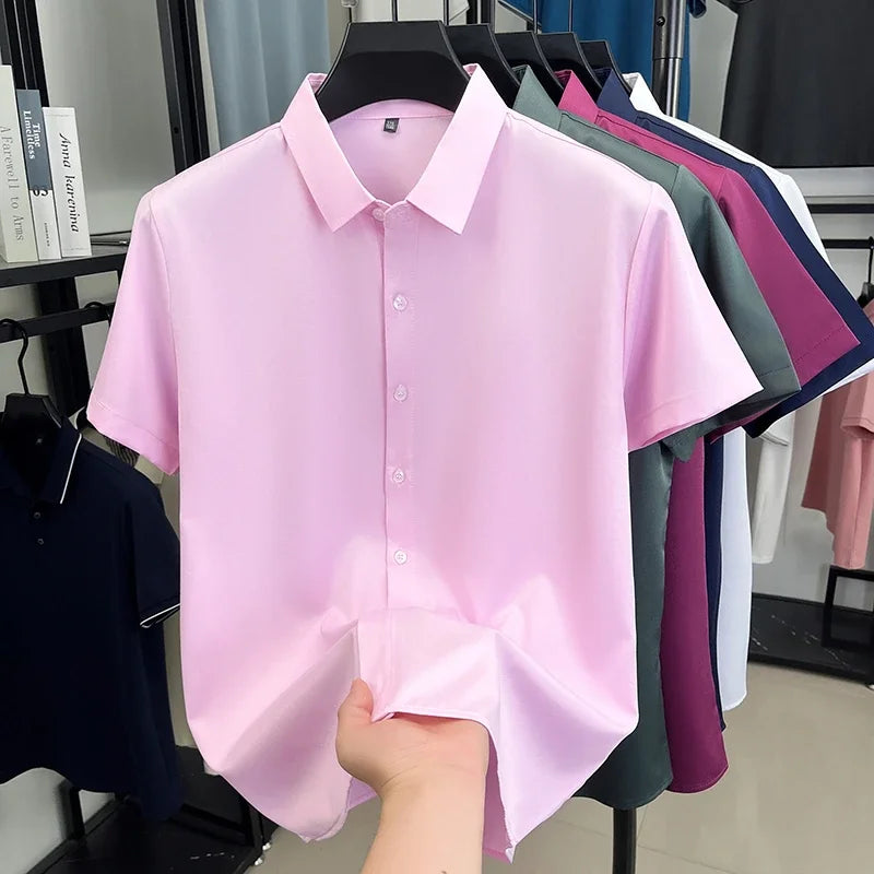 Men's Short-Sleeve Dress Shirt - Slim Fit, Wrinkle-Free Breathable