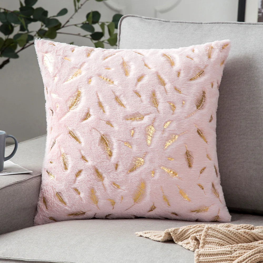Plush Faux Fur Cushion Cover 43x43cm - Golden Fur Decorative Pillow Case - photo 15