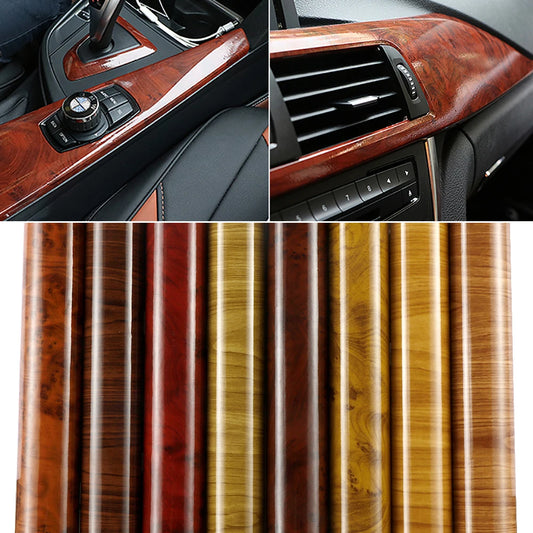 30*100cm Glossy Wood Grain Vinyl Film Decal Auto Foil Textured Waterproof Adhesive Home Furniture Car DIY Stickers Accessories