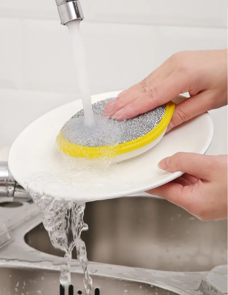 Kitchen Double-Sided Dishwashing Sponge Reusable Brushing Pots Wipes Pans Cleaning Cloth Home Grease Removal Dishwashing Cloth