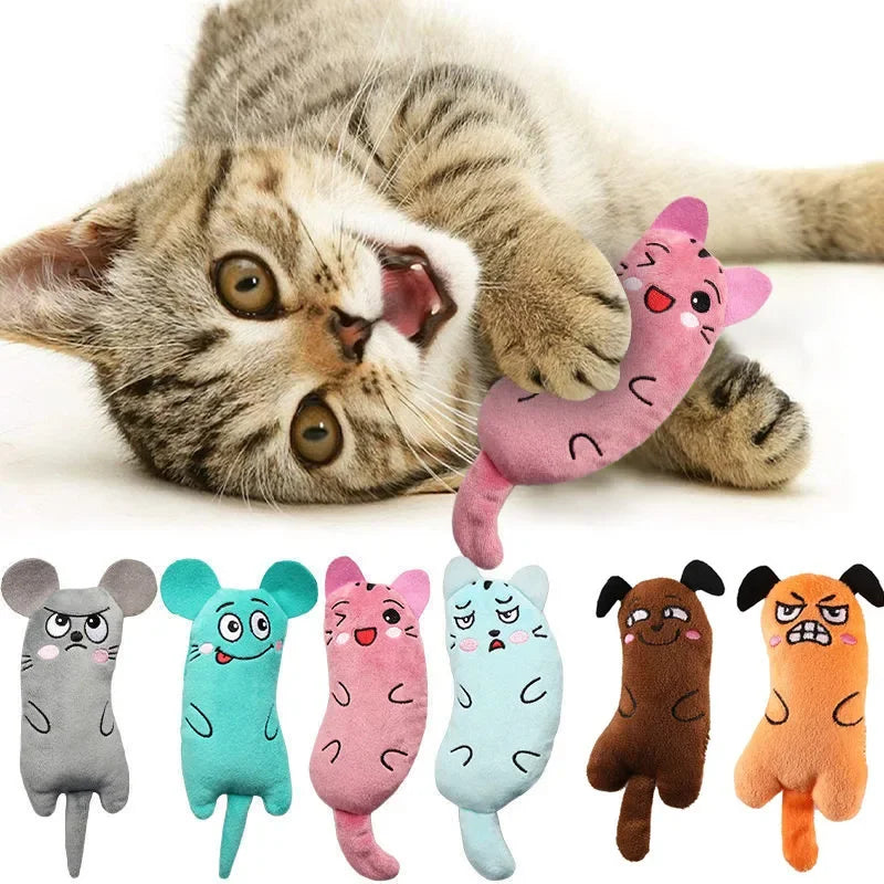 Interactive Plush Catnip Toy - Kitten Chewing Squeaky Toy