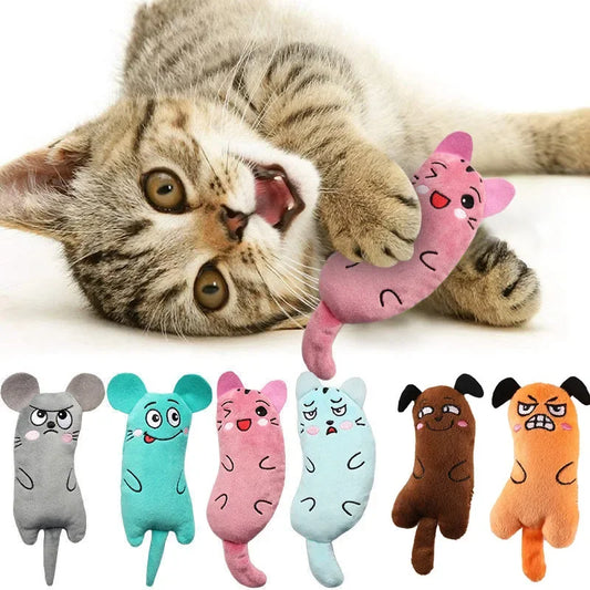 Interactive Plush Catnip Toy - Kitten Chewing Squeaky Toy