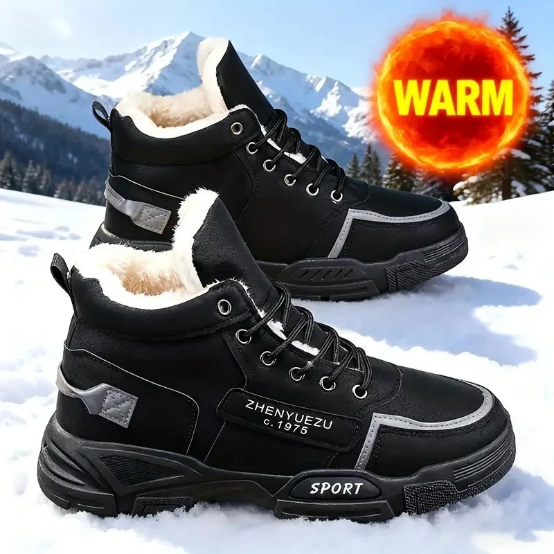 Men's Snow Boots, Fleece-Lined for Warmth, Wear-Resistant and Non-Slip, Lightweight and Breathable, Soft and Comfortable,