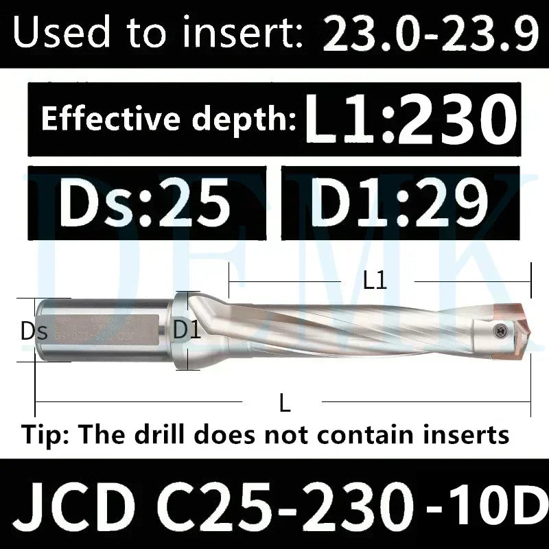 JCD Crown U-Drill Rod 10-25mm, Internal Cooling Indexable Drill