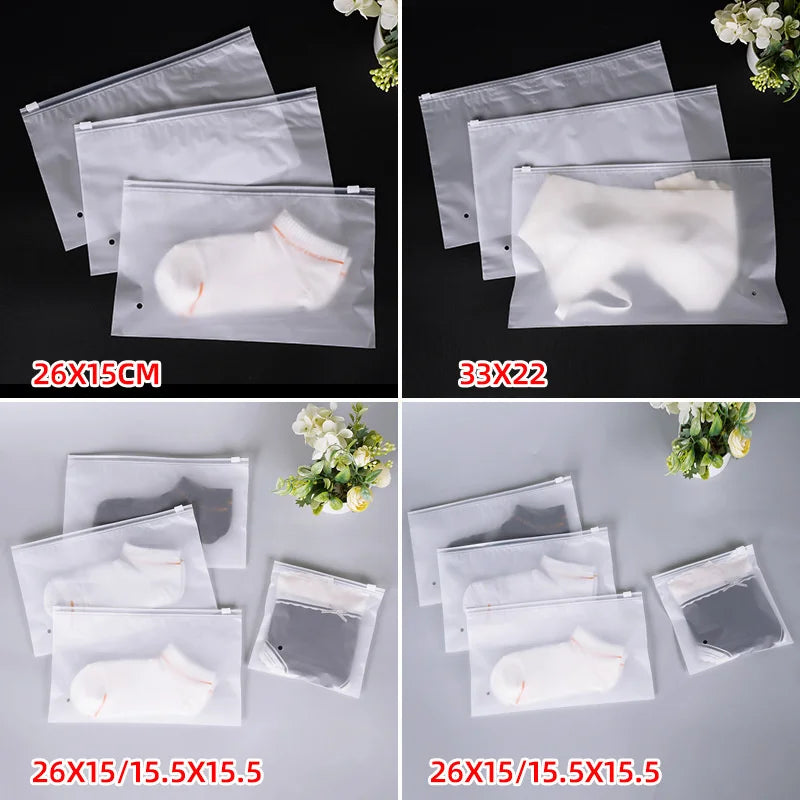StoBag Frosted Matte Plastic Clothing Packaging Zipper Bag Zippered Shipping Sealed Underwear Socks Storage Reusable Pouch