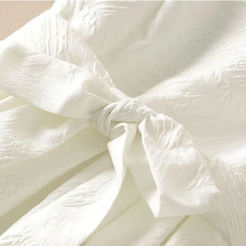Women's White Midi Party Dress - Elegant Bow Evening Dress - photo 6