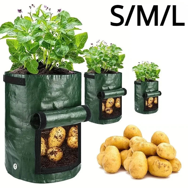 Breathable fabric plant grow bags for potatoes and vegetables