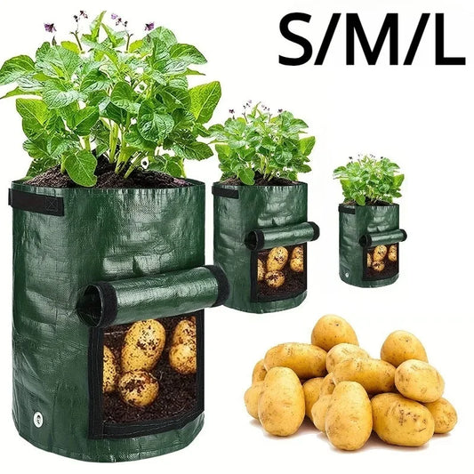 Breathable fabric plant grow bags for potatoes and vegetables