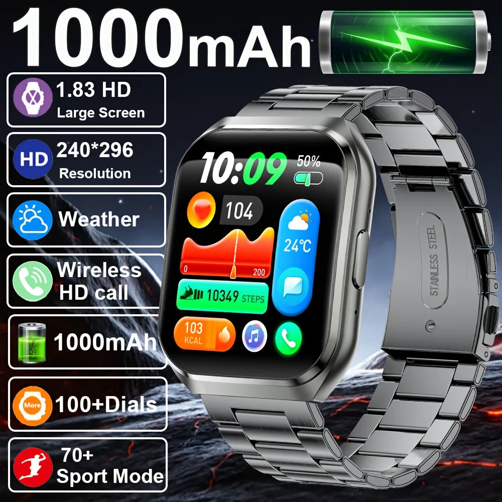 Men's Smart Watch — 1000mAh Long Standby, IP68, BT Calling
