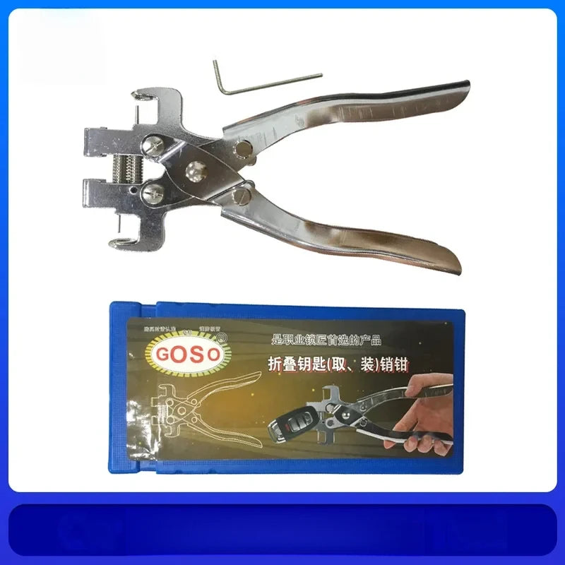 Car Key Disassembly Pliers – Remote Key Folding Tool for Installing Flip Key Blades & Removing Pins – Locksmith Repair Kit