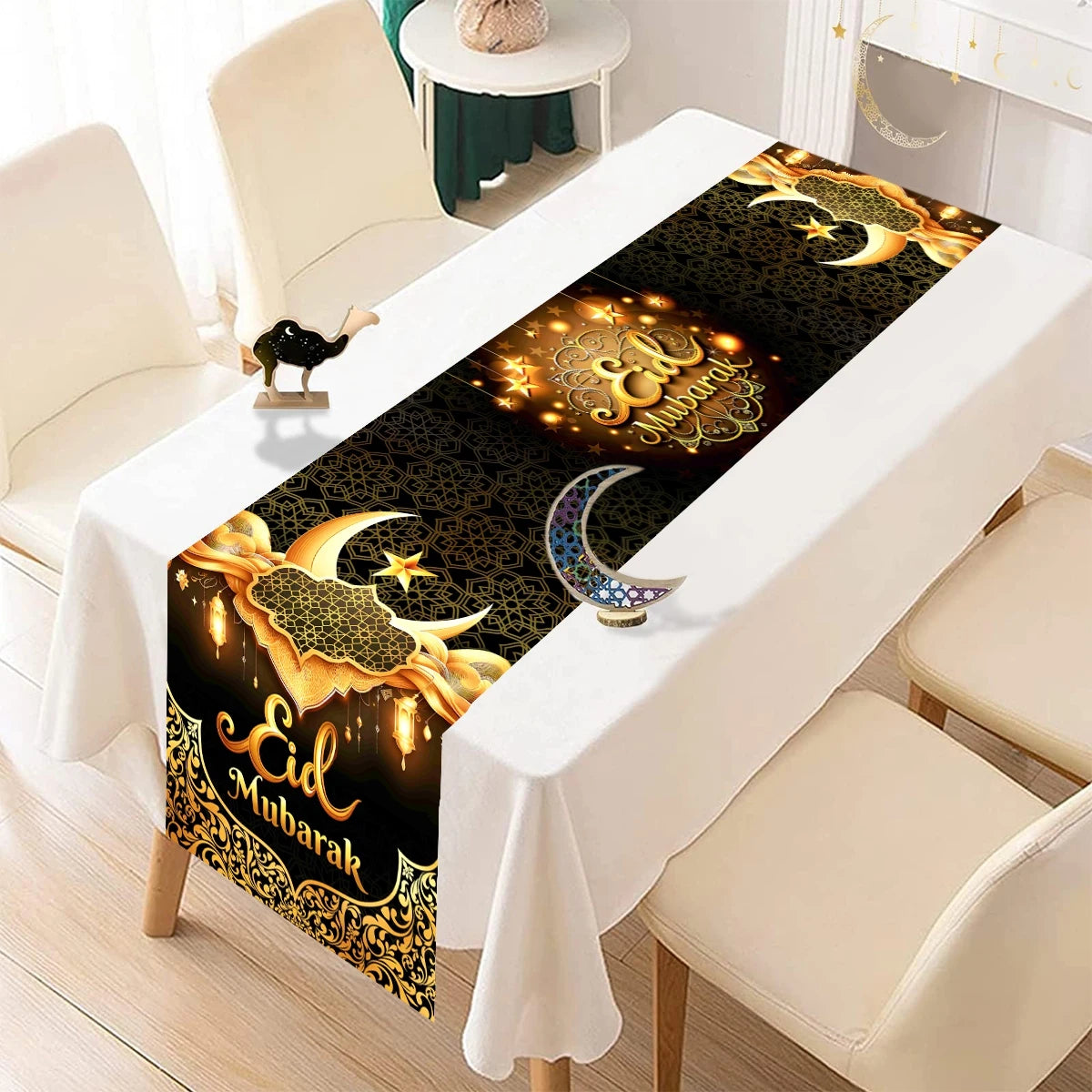 Eid Mubarak Table Runner Ramadan Tablecloths Ramadan Kareem Decoration for Home 2026 Islamic Muslim Party Eid Al Adha Gifts
