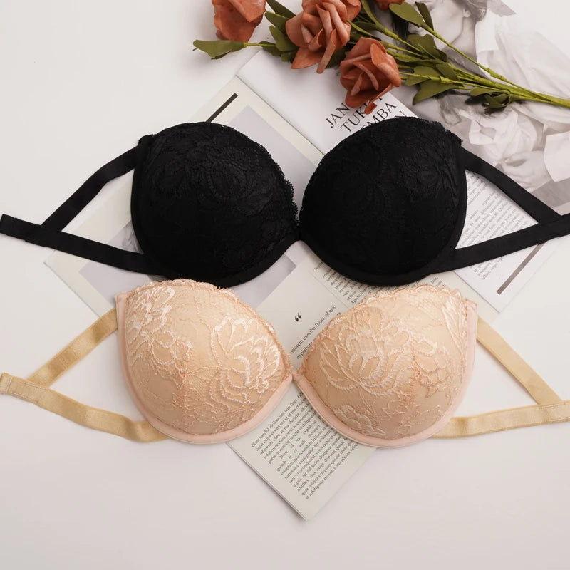 Gather the support with underwired women's underwear transparent shoulder strap bandeau removable shoulder strap bra