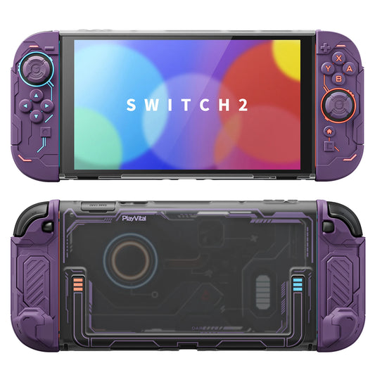 PlayVital Protective Case for Nintendo Switch 2, Stellar Mecha Ergonomic Anti-slip Silicone Grip Cover, Dockable Hard Case Shell