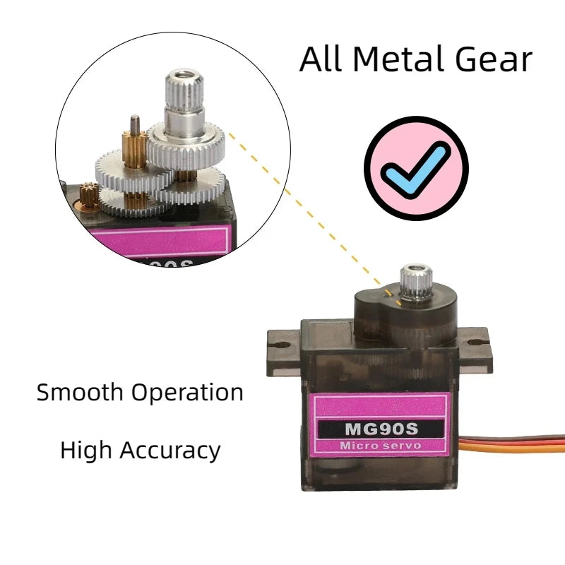 MG90S Servo 9g 5/10/20/50 Pcs All Metal Gear 9g SG90 Upgraded Version For Helicopter Plane Boat Car MG90 9G Trex 450 RC Robot