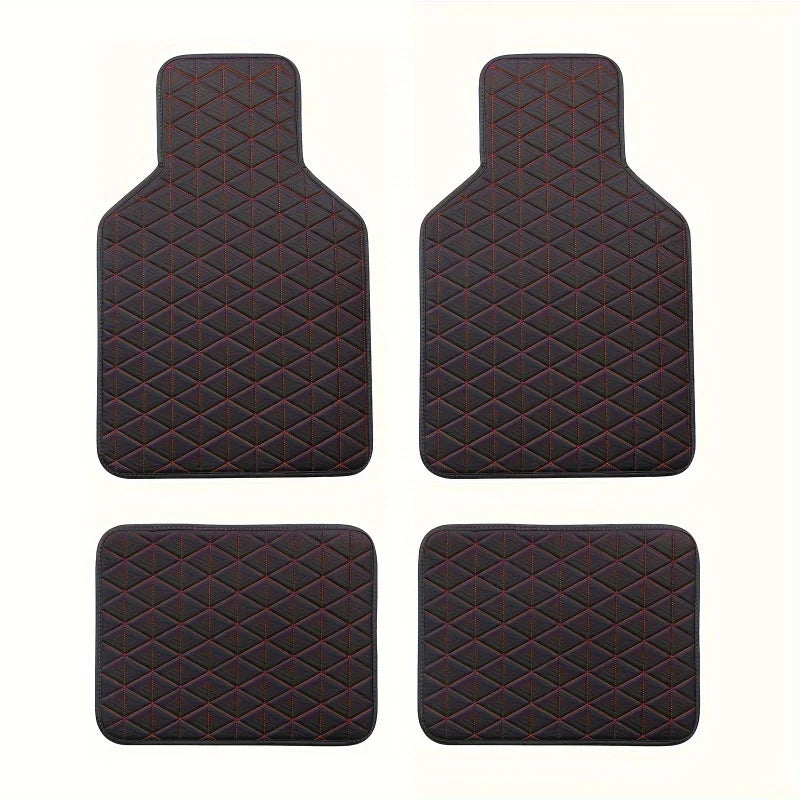 4-piece waterproof PU leather car floor mat - durable and fashionable, all-weather protection, easy to clean, enhances interior