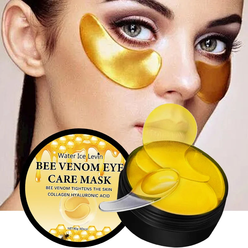 60Pcs Bee Venom Eye Mask (Including Honey, Glycerin and Collagen), Moisturizing and Firming Eye Patch Skin Care Products to Remove Dark Circles and Eye Bags