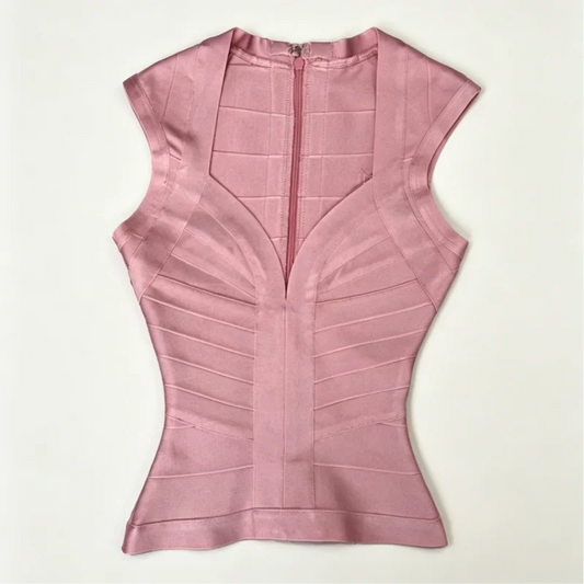 Women's Bandage Elastic Tight Vest Solid Deep V Neck Tank Top Sleeveless Zipper Blouse 2026 New Lady Spring Summer Party Tees