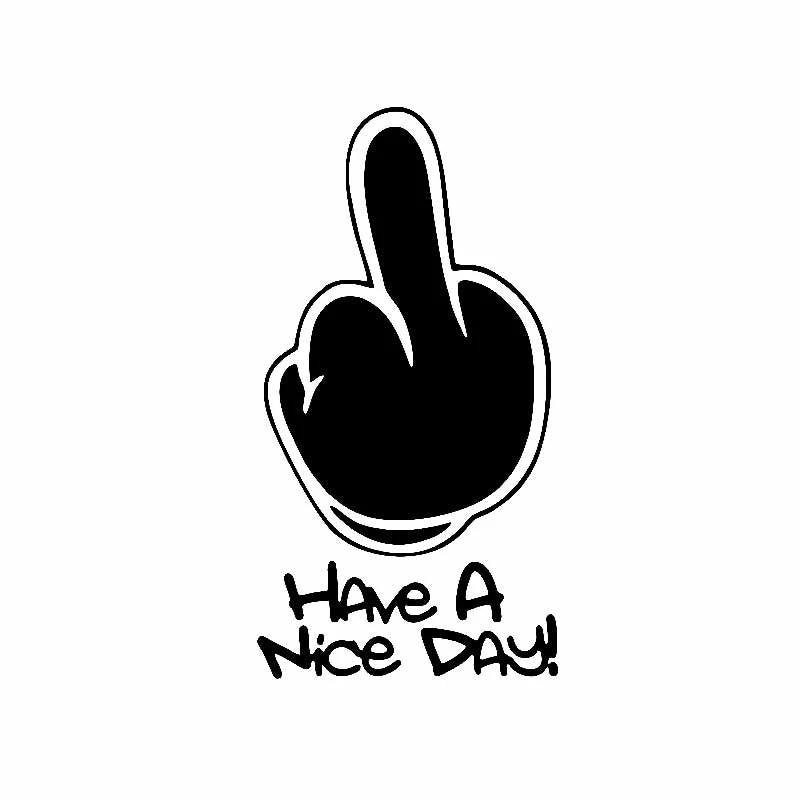 Funny Have A Nice Day Hand Gesture Car Decal – Waterproof Vinyl Sticker for Auto & Motorcycle