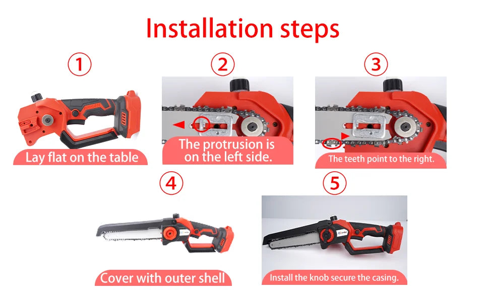 XYSD 8" & 6" Mini Cordless Chainsaw – Brushless Motor, 2x3.0Ah Batteries | Wood & Tree Cutting
