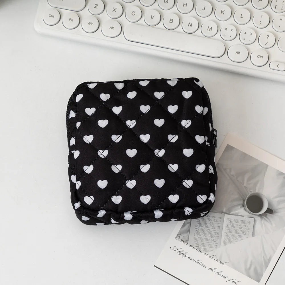 Cute Large Capacity Sanitary Napkin Storage Bags Cartoon Bow Portable Girls Physiological Period Tampon Organiser Bag Pouch