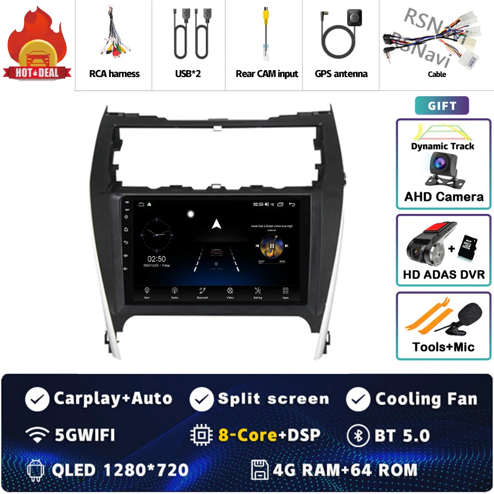 Android 16 For Toyota Camry US 2012 - 2014 2K QLED Android Car Radio Multimedia Video Player GPS Stereo CarPlay 4G Head Unit