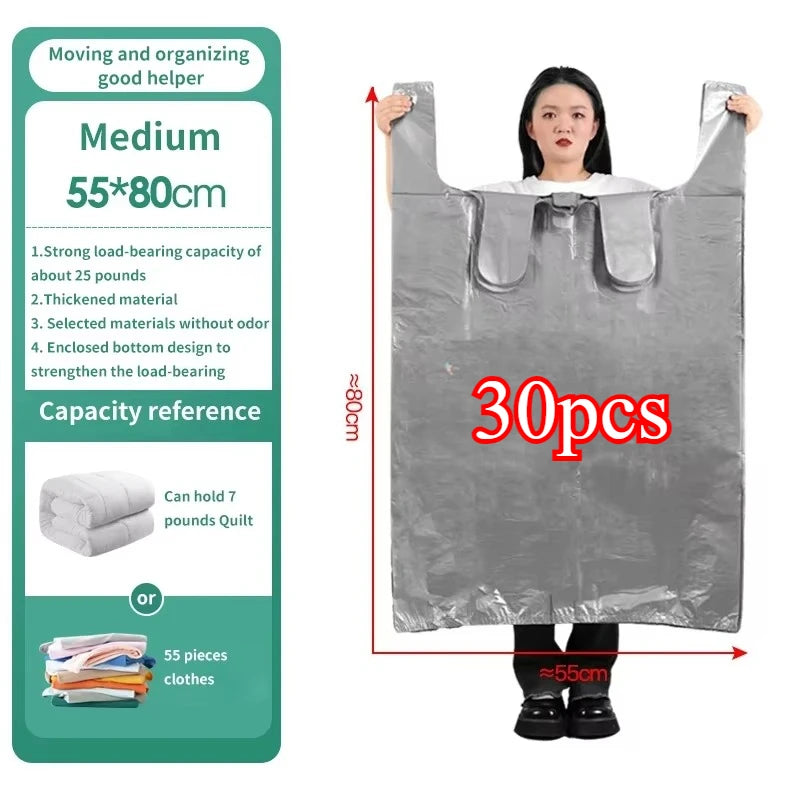 10PCS Large Capacity Plastic Bags Thicken Moving Packaging Bag Clothes Storage Bags for Toys Duvet Blanket Bedding Organizer