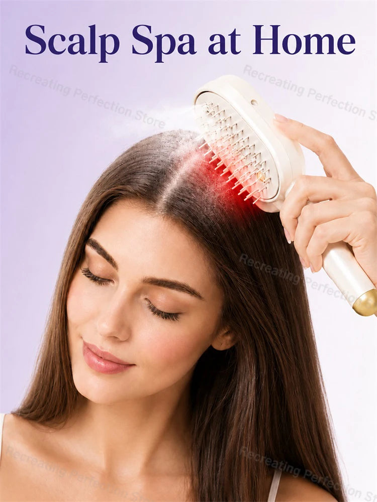 Professional Hair Straightener Brush – No Heat Spray, Red Light Therapy, Scalp Massage, Cordless & Portable, Fast Charge