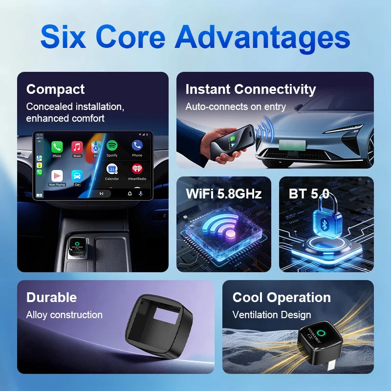 Wooboobox 2in1 Adapter Wireless CarPlay Android Auto Dongle AI Smart Box 2026 New 5G WiFi For Car with Wire CarPlay Android Auto