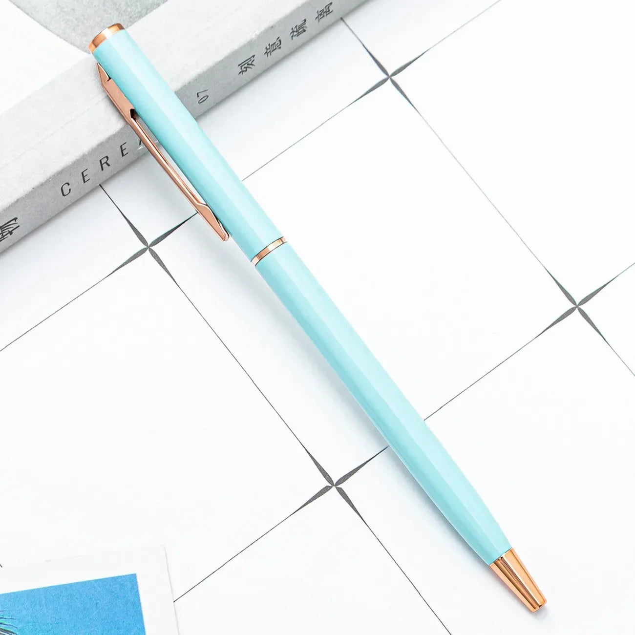 20-200 Pens New Slim Metal Ballpoint Pens Rose Gold Custom Logo Advertising Lettering Engraved Name School Office Supplies Gifts