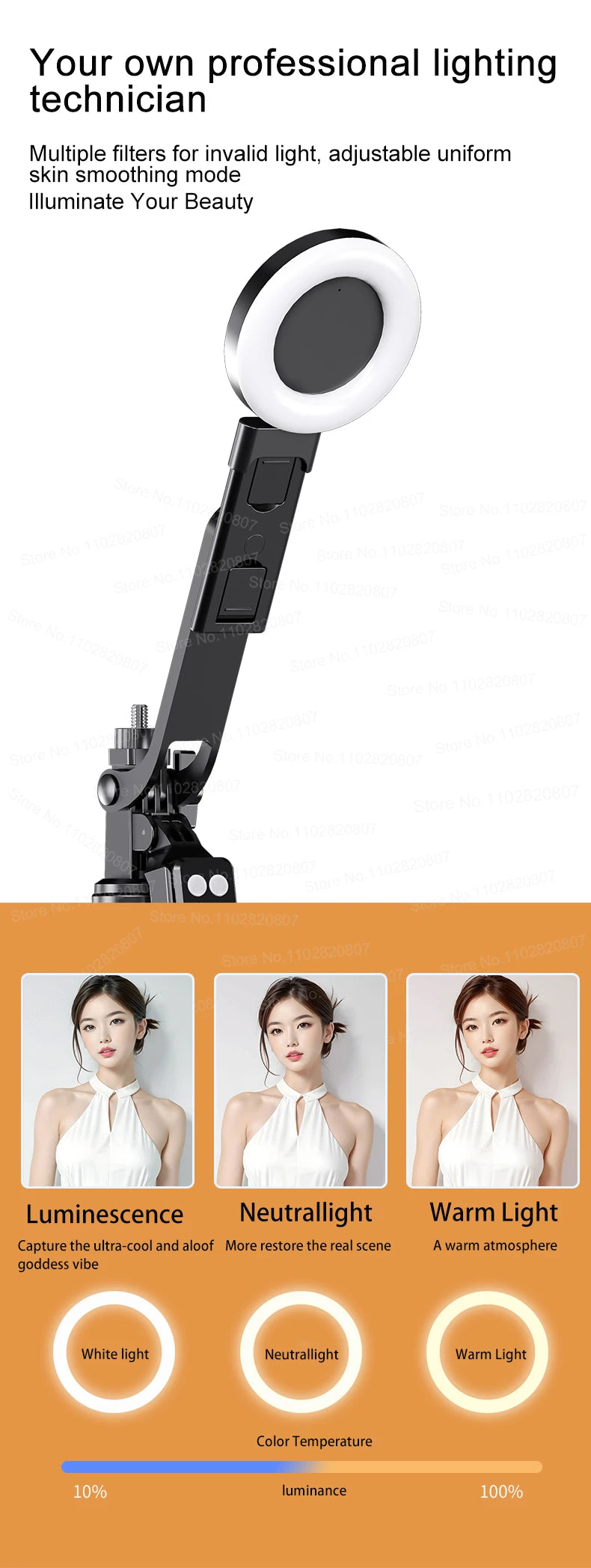 1.7M Extendable Bluetooth Selfie Stick Tripod – Wireless Remote & Fill Light for TikTok Live Streaming