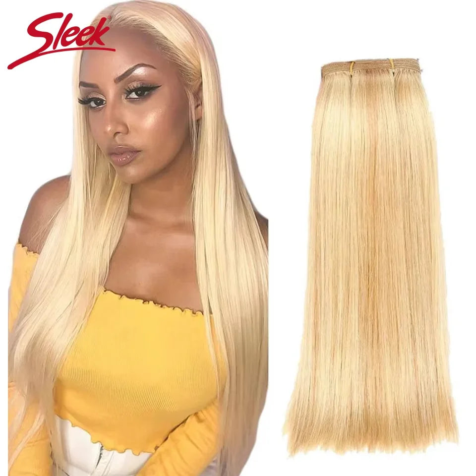 Sleek Brazilian Straight Hair Double Drawn Natural  Human Hair Weave Bundles Remy  Honey Blonde 613 6# 8# Human Hair Bundle