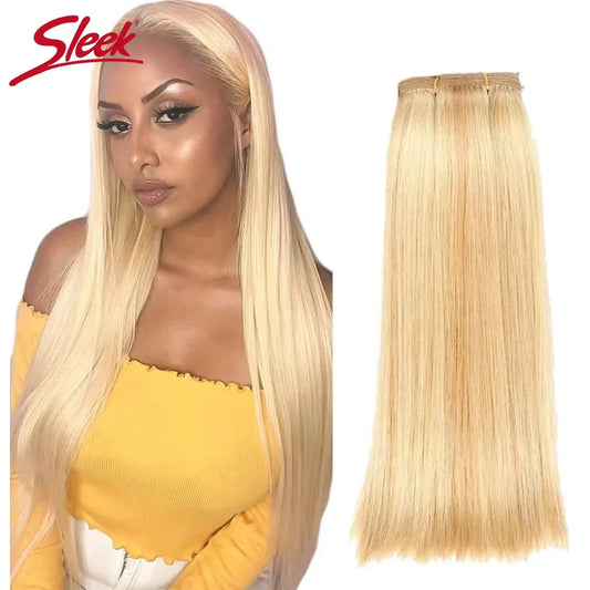Sleek Brazilian Straight Hair Double Drawn Natural  Human Hair Weave Bundles Remy  Honey Blonde 613 6# 8# Human Hair Bundle